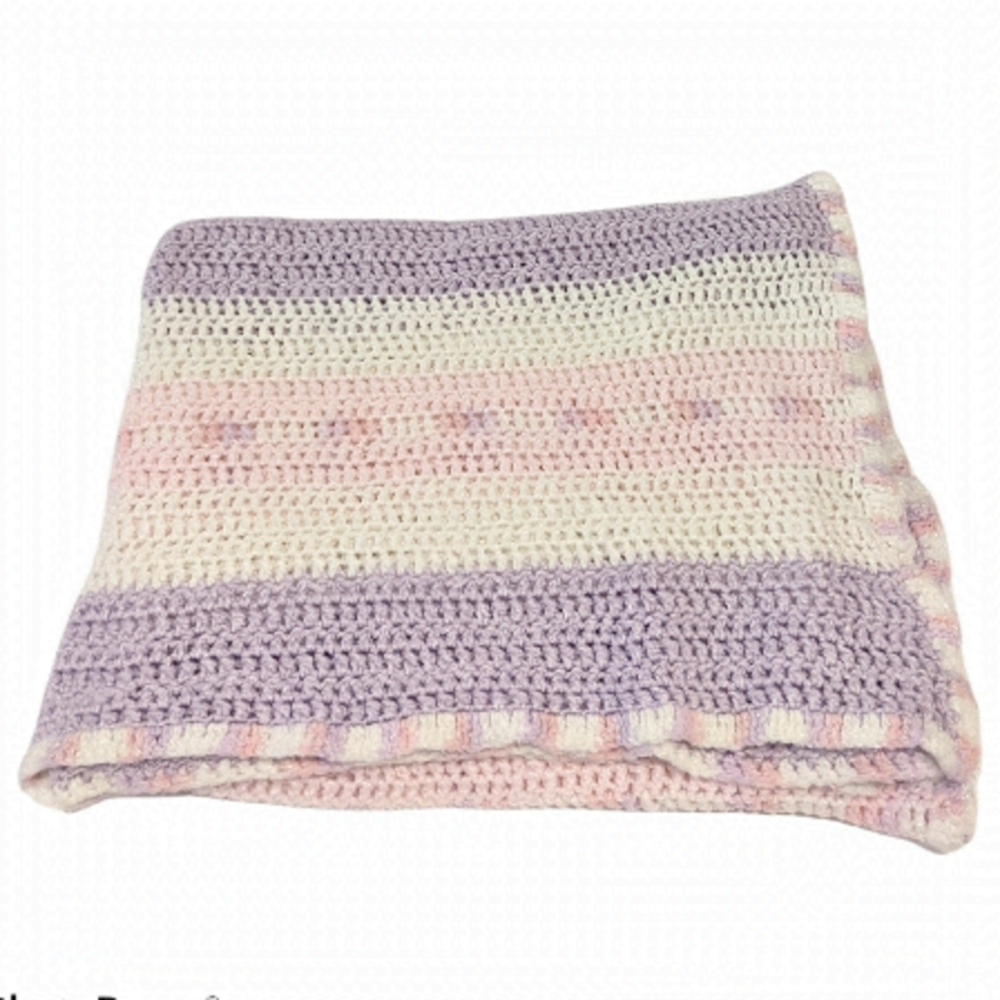 2/$20 Handmade Hand Knit Crochet Baby Blanket 32”x54”